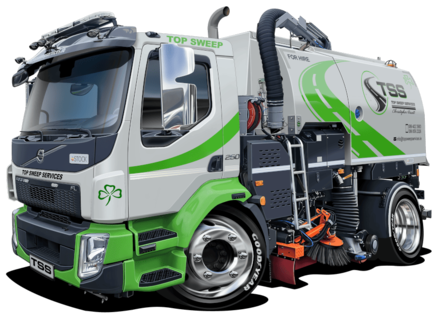 Top Sweep Services Sweeping truck vector